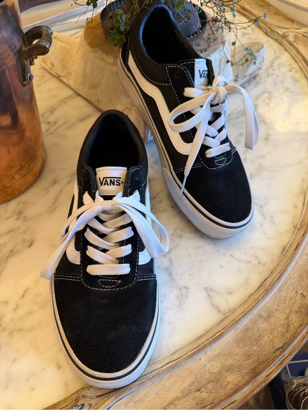 Vans Women’s Size 7.5 Old Skool Black/White Lace-Up Sneakers